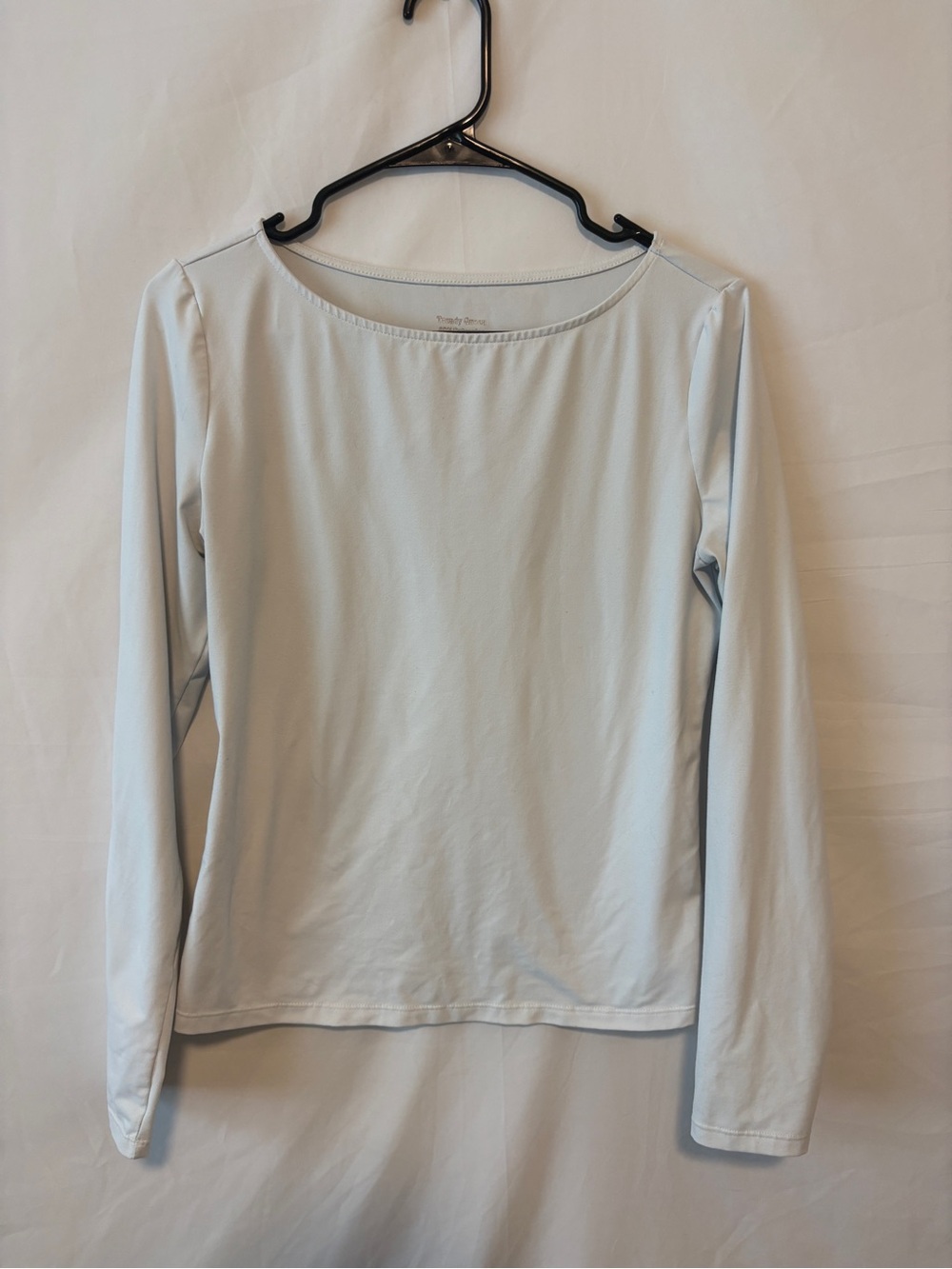 White Long Sleeve Boat Neck Top